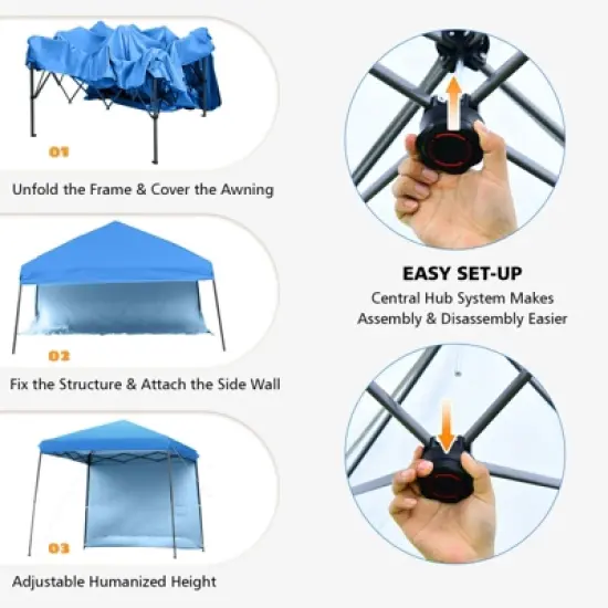 Costway 10ft X 10ft Pop Up Tent Slant Leg Canopy W/ Roll-up Side Wall image {6}