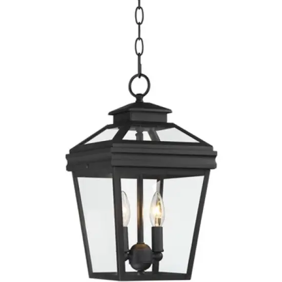 John Timberland Stratton Street Rustic Outdoor Hanging Light Textured Black Lantern 16 1/2" Clear Glass for Post Exterior Barn Deck House Porch Yard image {8}