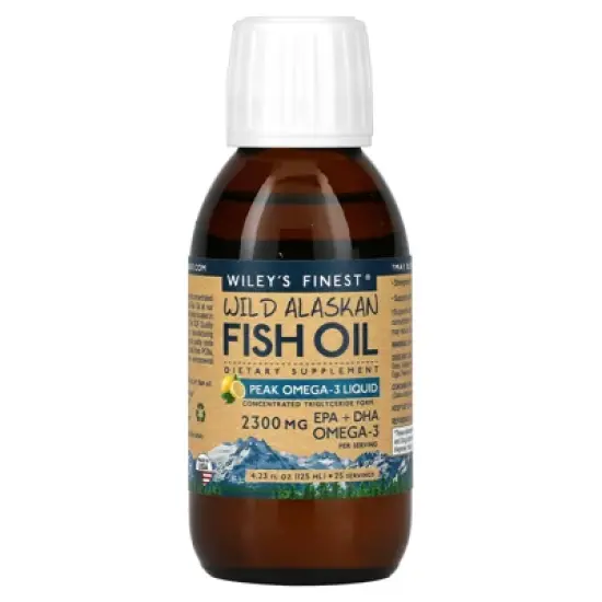 Wiley's Finest Wild Alaskan Fish Oil, Peak Omega-3, Natural Lemon, 2,300 mg, 4.23 fl oz (125 ml) image {2}