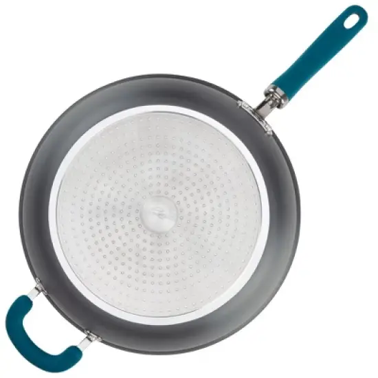 Rachael Ray Create Delicious 12.5" Hard-Anodized Aluminum Nonstick Deep Skillet Teal Handle image {2}