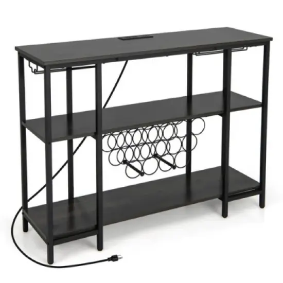 MOEPISY Industrial Wine Rack with Storage Shelves Gray image {3}