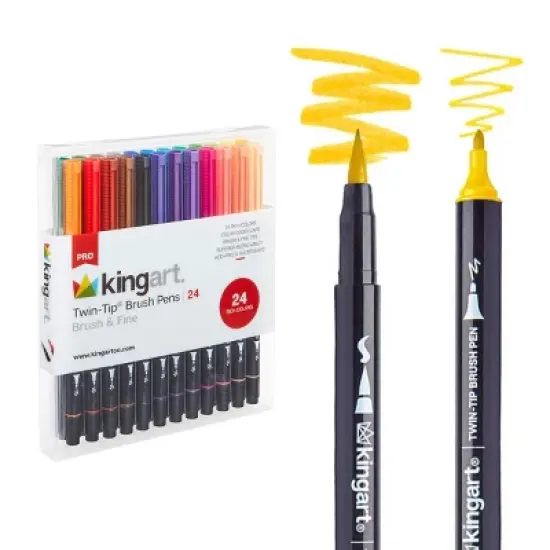 KINGART PRO Twin-Tip Brush Pens 24 Colors image {11}