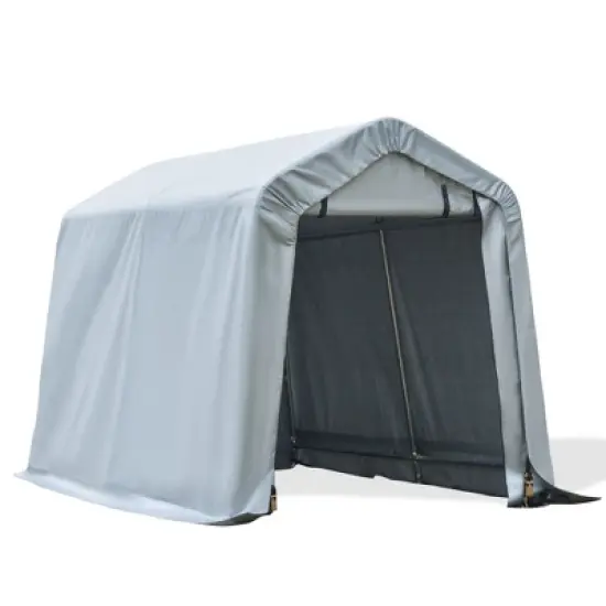 MOEPISY 6ft x 8ft Carport Portable Garage, Heavy Duty Storage Tent, Patio Storage Shelter w/ Anti-UV PE Cover image {8}