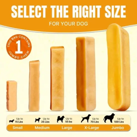 Jumbo Yak Chews for Dogs Up to 100 lbs &ndash; Natural & Long Lasting Treats image {7}