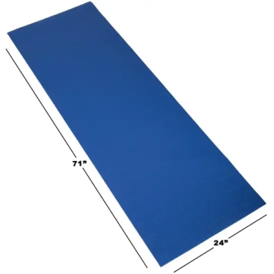 Yoga Mat - Thick Double-Sided 0.25"H - Foam Gym and Workout Equipment - Padded Fitness Surface for Pilates with a Carrying Strap by Wakeman (Blue) image {2}