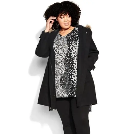 Women's Plus Size Faux Wool Voyager Coat - black | AVENUE image {9}