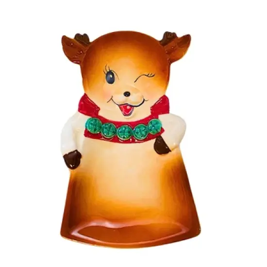 Transpac 8.0 Inch Christmas Characters Tidbit Plates Christmas Seasonal Tabletop , Reindeer Snowman Santa Claus (3PC) image {3}