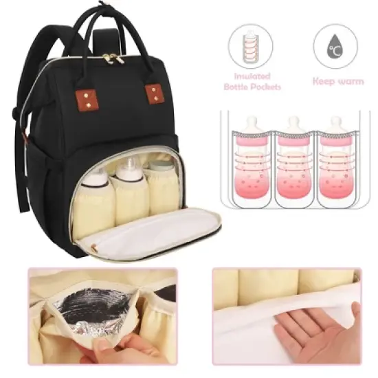 Itopfox Large Capacity Multifunction Diaper Backpack with Insulated Pockets for Baby Essentials, Travel & Daily Use image {5}