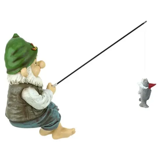 Design Toscano Ziggy, The Fishing Gnome Garden Sitter Statue - Multicolored image {3}