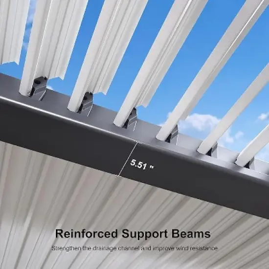 PURPLE LEAF Louvered Pergola Outdoor Aluminum Pergola with White Adjustable Rainproof Roof Grey Frame Hardtop Gazebo for Patio Deck Garden image {6}