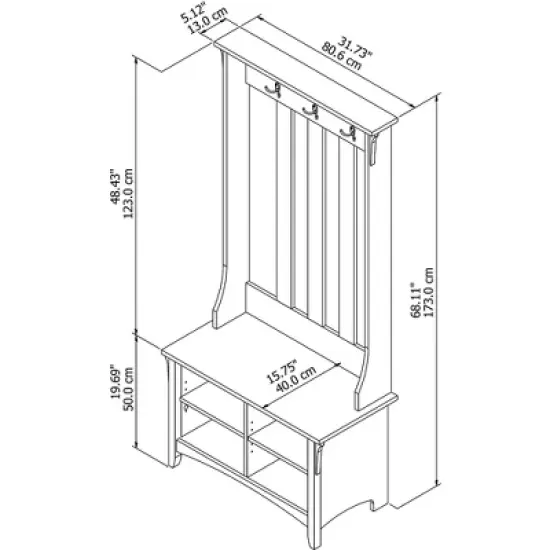 Salinas Hall Tree with Storage Bench Gray - Bush Furniture image {5}