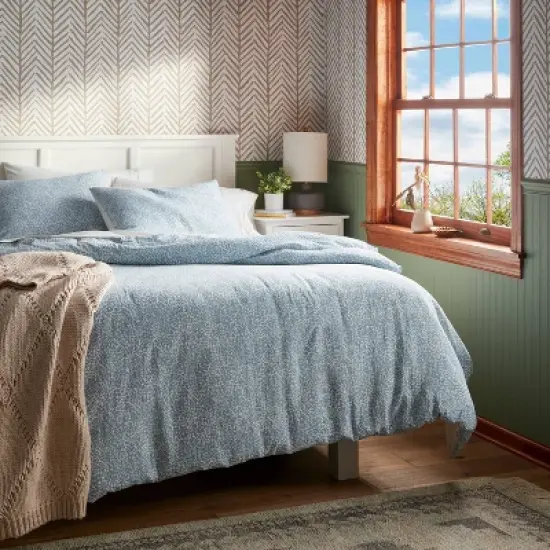 Traditional Floral Printed Cotton Duvet Cover & Sham Set Blue - Threshold&trade; image {1}