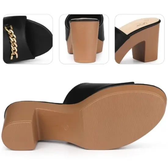 Perphy Open Toe Platform Block Heel Slides Sandals for Women image {2}