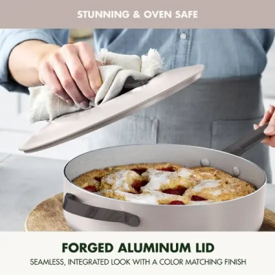 GreenPan Nova 7pc Ceramic Nonstick Aluminum Cookware Set Cloud Gray with Black Stainless Steel Handles image {6}