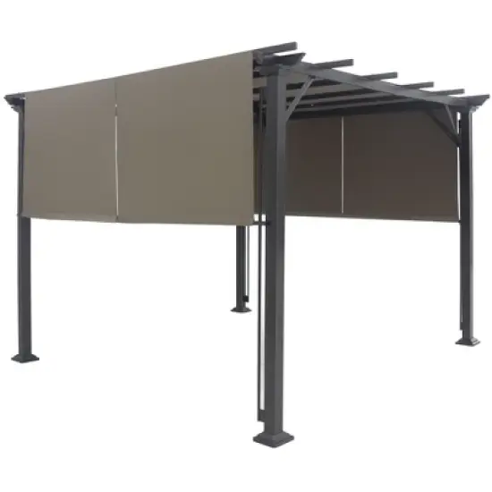 Costway 2PCS 16x4 Ft Universal Replacement Canopy for Pergola Structure Sun Awning Brown image {6}