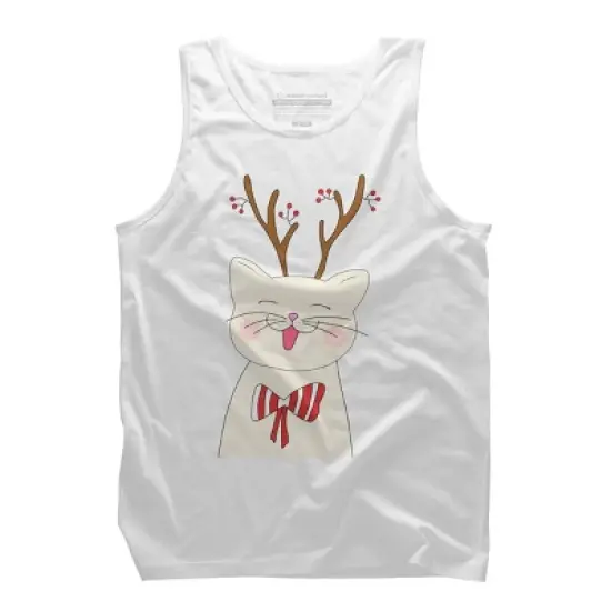 Men's Design By Humans Christmas cat By Rasheb Tank Top image {6}