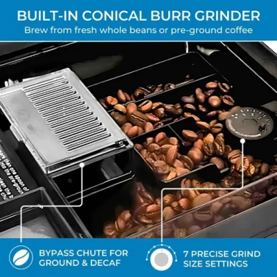 Kenmore Super Automatic Espresso Coffee Machine Dual Cream System Black image {3}