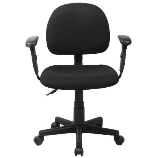 Flash Furniture Wayne Mid-Back Black Fabric Swivel Task Office Chair with Adjustable Arms image {8}