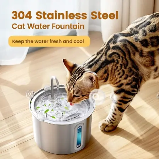 Oneisall PWF-001 2L Cat Water Fountain with 3PCS Filters, with Snap, Anti-Spill Cats Water Fountains with Quiet Pump image {3}