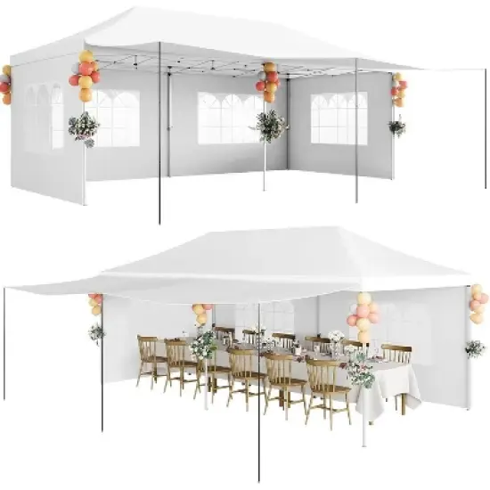 10x20 Pop Up Canopy Tent, Commercial Heavy Duty Canopy Tents with Roller Bag, Tents with 6 Removable Sidewalls, Upgraded Thickened Legs, 6 Sand Bags image {9}