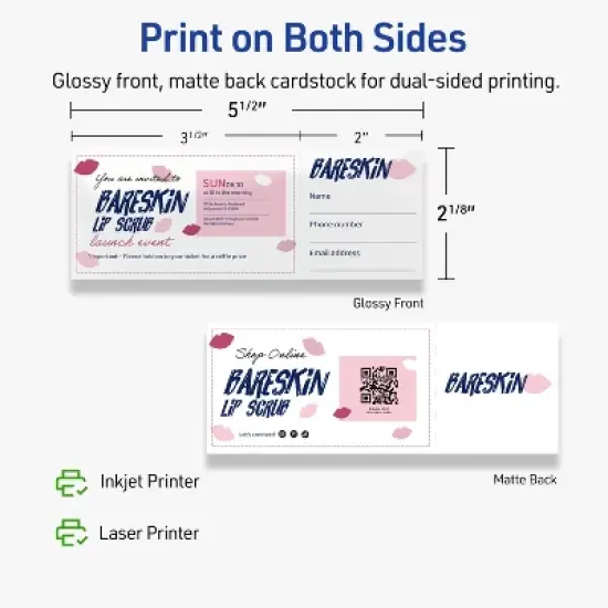 Avery Printable Rectangle Tickets, 2-1/8" x 5-1/2", Glossy White Cardstock, Laser/Inkjet, 80 Total image {5}