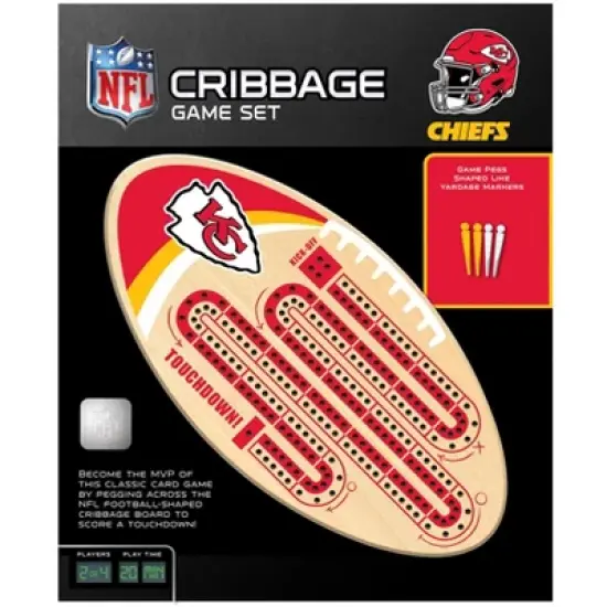 MasterPieces NFL Kansas City Chiefs Cribbage Board Game Set - Wooden Football Decor for Adults image {5}
