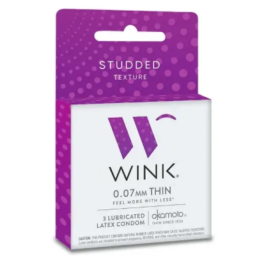 Wink Studded Texture Thin Lubricated Condom 0.07mm, 3 Ct image {7}