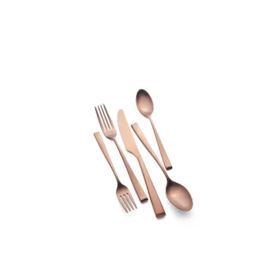 Cambridge Silversmiths 20pc Marlise Copper Satin Flatware Set: Copper Silverware, Service for 4, Dishwasher-Safe image {2}