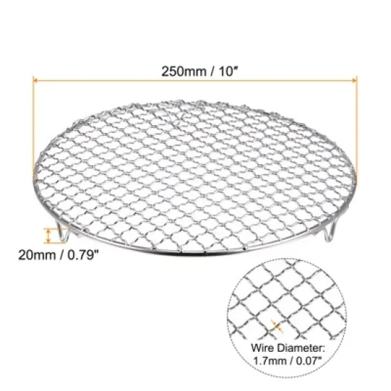 Unique Bargains Stainless Steel Round Cross Wire Barbecue Grill with Legs image {1}