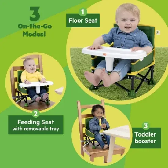 Bright Starts John Deere Pop N' Sit Portable Booster Seat - Green image {2}