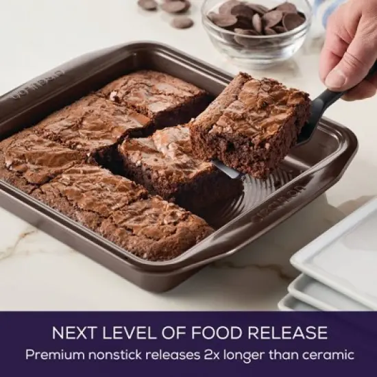 Circulon 9" Square Cake Pan Chocolate: Nonstick Aluminum Bakeware, Dishwasher-Safe, 9x9 Baking Dish image {2}