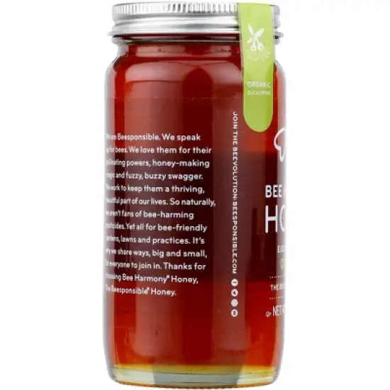 Bee Harmony Eucalyptus Raw Organic Honey - 6 pack, 12 oz image {3}