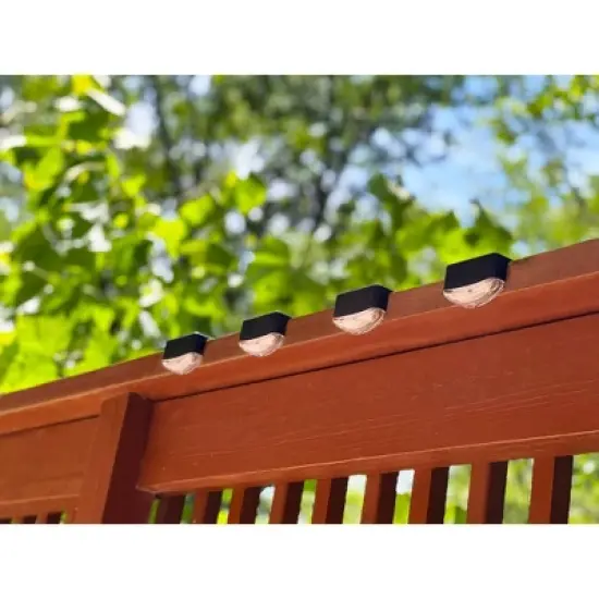 Maxsa Innovations Solar Powered 4pk LED Deck Lights Black: Weather-Resistant Outdoor Lamp Posts, Battery Included image {3}