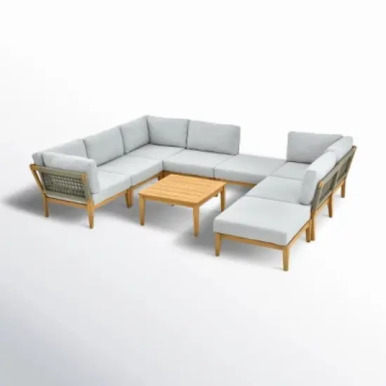 L Shaped Patio Lounge Set Modular Sofa Units + Textured Back Chairs image {13}
