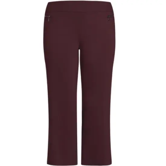 Women's Plus Size Super Stretch Zip Pant Burgundy - petite | AVENUE image {2}