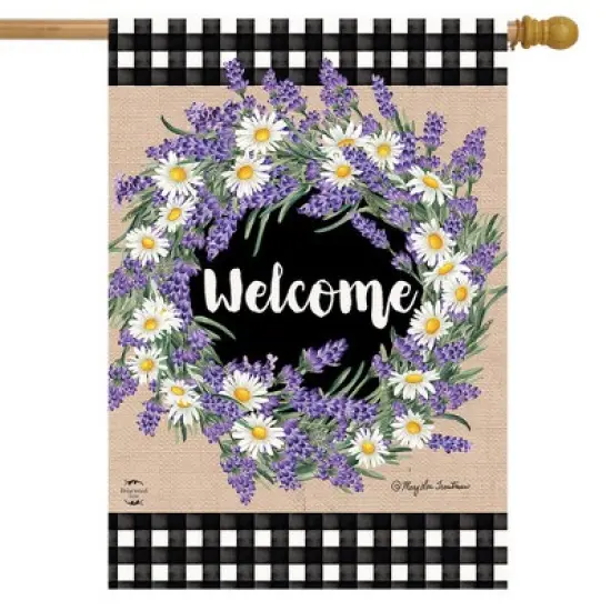 Lavender and Daisies Spring House Flag Floral 28" x 40" Briarwood Lane image {1}