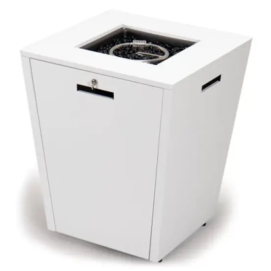 LeisureMod Marlin Modern Outdoor Patio Chaise Lounge Chair in White Aluminum Frame with Square Fire Pit Side Table image {7}