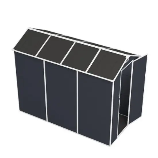 4*8ft resin storage shed, high quality pp material, strong structure, waterproof, rust and UV proof, large storage space,HD window lighting Dark gray image {14}