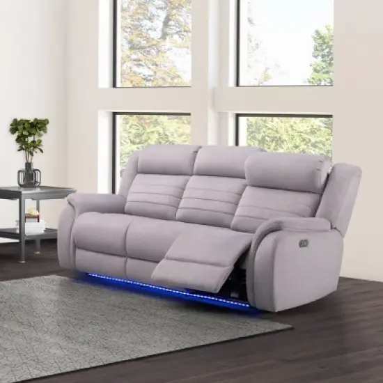 George Power Reclining Sofa with Heat and Massage Gray - Abbyson Living image {1}