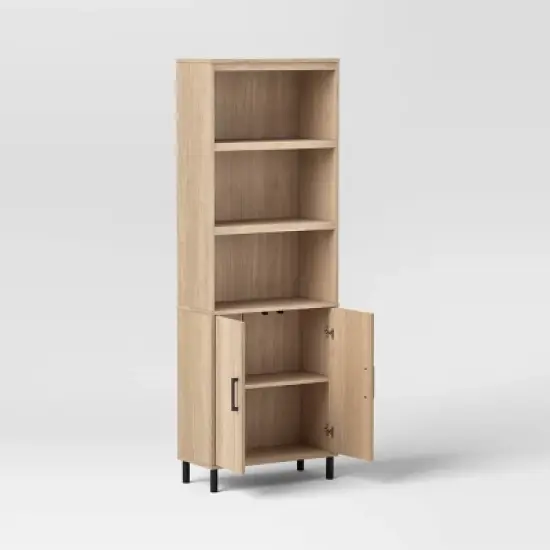 Mixed Material Library Bookcase with Doors Natural Wood - Room Essentials&trade; image {2}