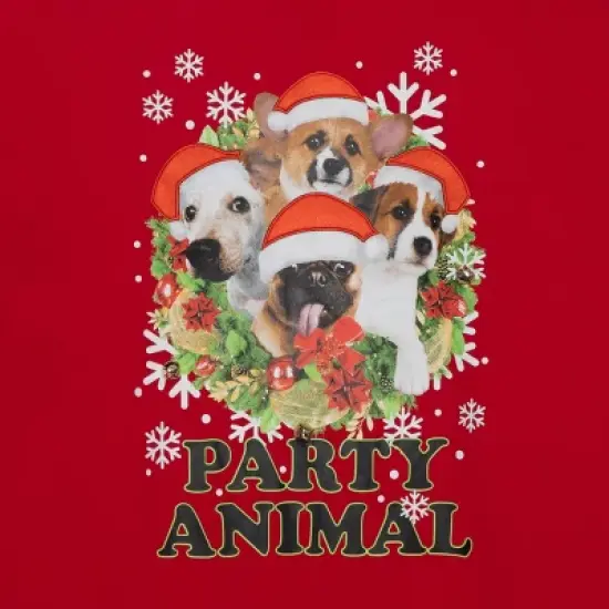 Men's Party Animal Dog Graphic Pullover Sweatshirt - Red - Christmas image {2}