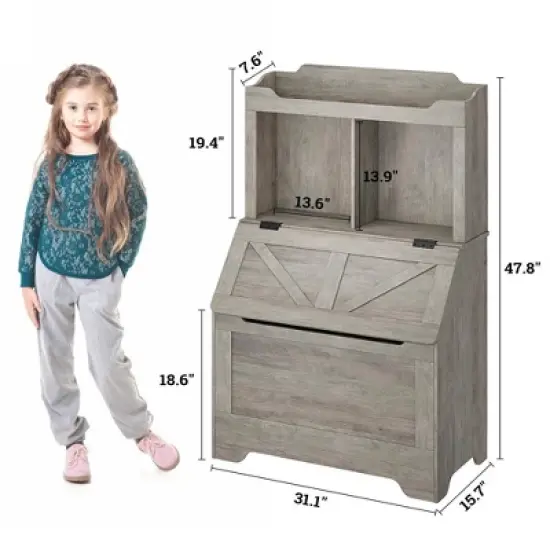 Whizmax Bookshelf for Kids, Wooden Book Display, Kids Bookshelf and Toy Storage, Children Book Rack Bookcase Toybox Combo for Bedroom & Nursery image {5}