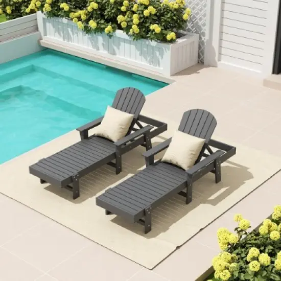 WestinTrends Dylan 2 Piece Adirondack Poly Reclining Chaise Lounge With Arms image {5}