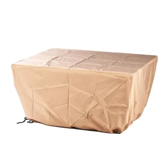 5pc Outdoor Dining Set with 48" Rectangle Fire Table & Deep Seating Swivel Rocking Chairs, Wind Blocker Lid & Covers - Oakland Living image {14}