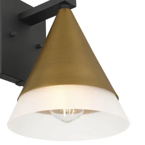 Possini Euro Design Possini Euro Leo 10"H Sand Black and Brass Outdoor Wall Light Set of 2 image {2}