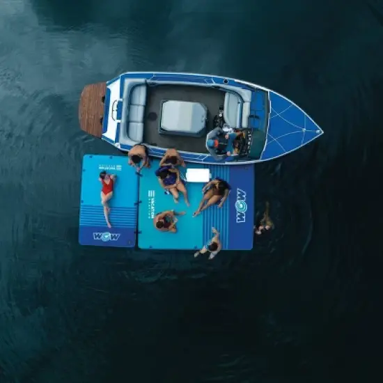 WOW 10' x 8' Vacation Station Inflatable Dock Float - Blue image {3}