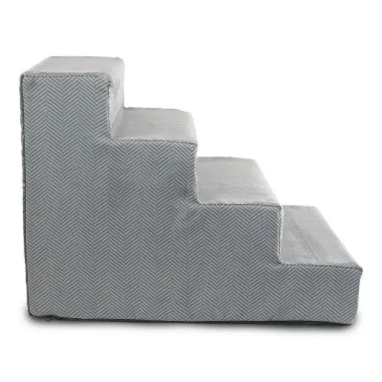 Precious Tails Herringbone High Density Foam 4-Step Pet Stairs - Gray image {1}