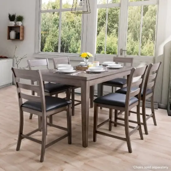 New York Counter Height Wood Dining Table Washed Gray - CorLiving image {4}