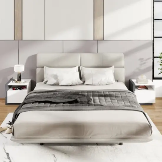 Tangkula Modern Minimalist Nightstand w/ Drawer Asymmetrical Bed Side Table End Table image {9}