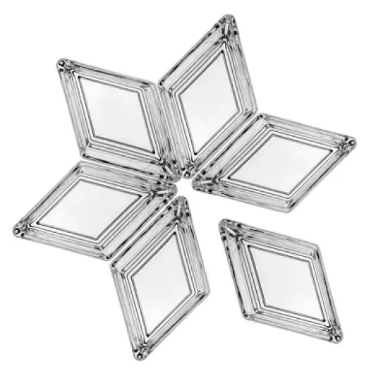 Slickblue Cristalline Interlocking Mini Glass Dish Set of 6 &ndash; Tapas & Appetizer Serving Dishes, Triangle/Diamond Design image {8}